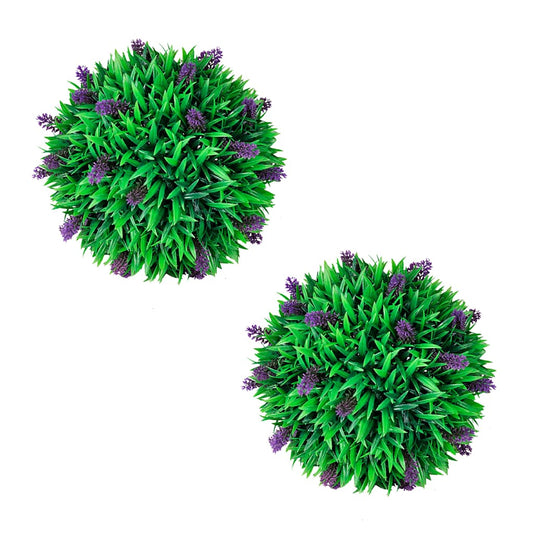 Σετ Πυξάρι με Λεβάντα Τεχνητό Φυτό σε Σχήμα Μπάλας 2 τεμ. 30 εκ.