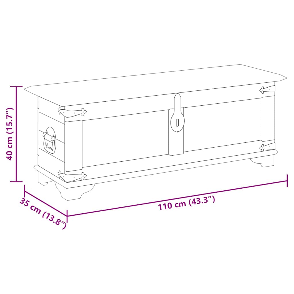 vidaXL Μπαούλο Αποθήκευσης από Ακατέργαστο Ξύλο Μάνγκο