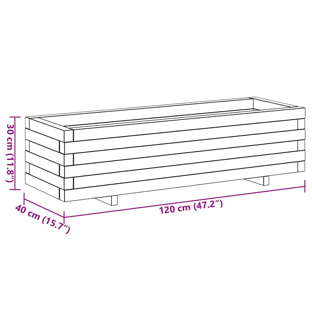 vidaXL Ζαρντινιέρα Υπερυψωμένη Ορθογώνια 120 x 40 x 30 εκ. Ξύλινη