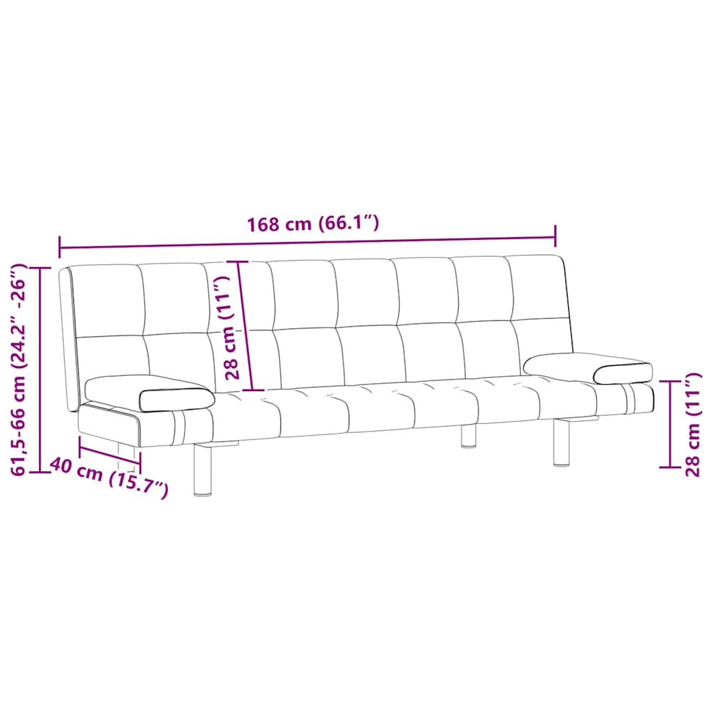 vidaXL Καναπές-Κρεβάτι 2 Μαξιλάρια Ρυθμιζόμενος Μαύρος Συνθετικό Δέρμα