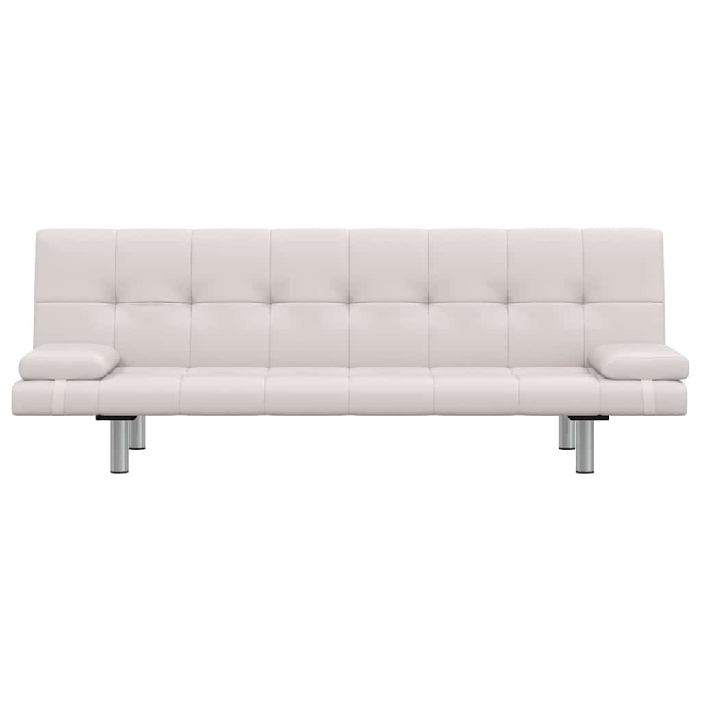 vidaXL Καναπές-Κρεβάτι 2 Μαξιλάρια Ρυθμιζόμενος Κρεμ Συνθετικό Δέρμα