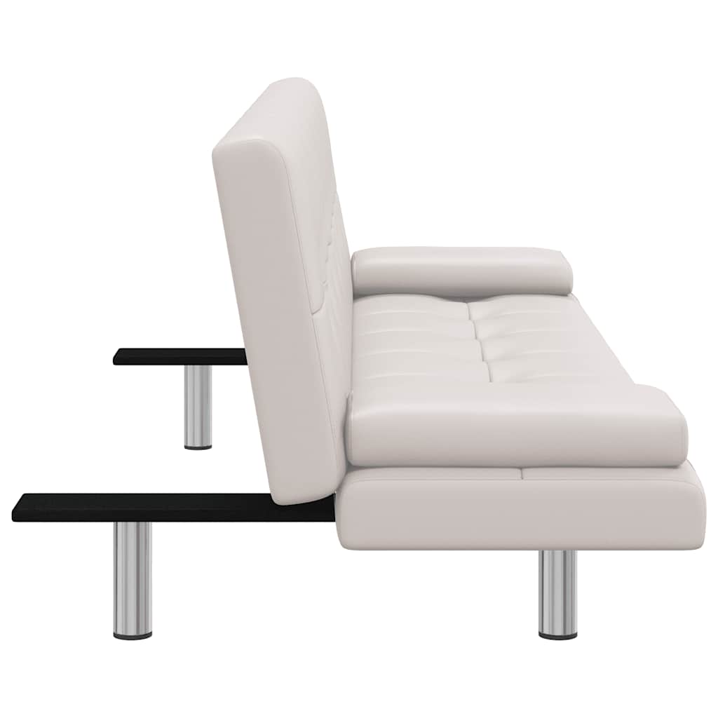 vidaXL Καναπές-Κρεβάτι 2 Μαξιλάρια Ρυθμιζόμενος Κρεμ Συνθετικό Δέρμα