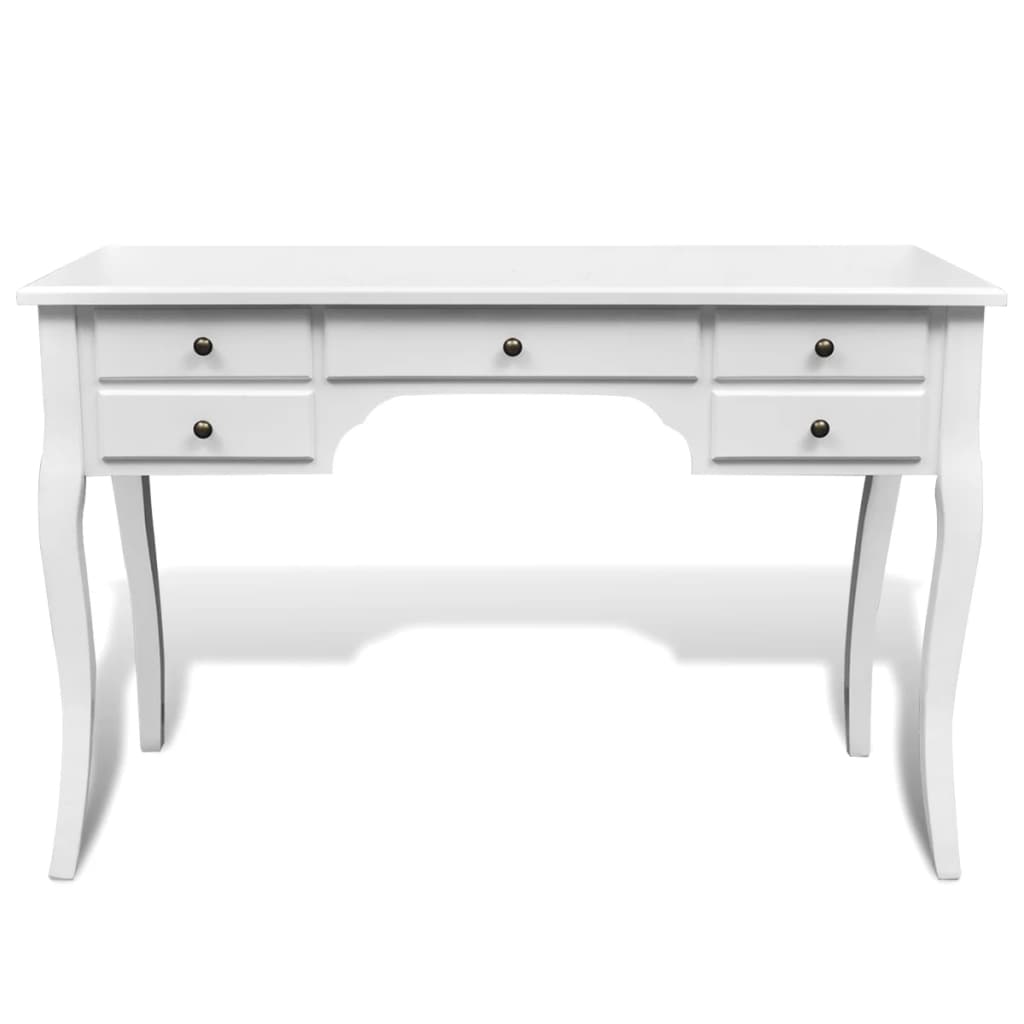 Γραφείο Κονσόλα με Καμπυλωτά Πόδια και 5 Συρτάρια Ξύλινο