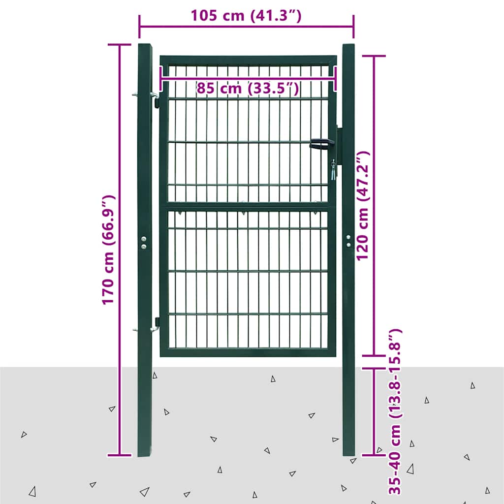 vidaXL Πόρτα Περίφραξης 2D (Μονή) Πράσινη 100x120 εκ.