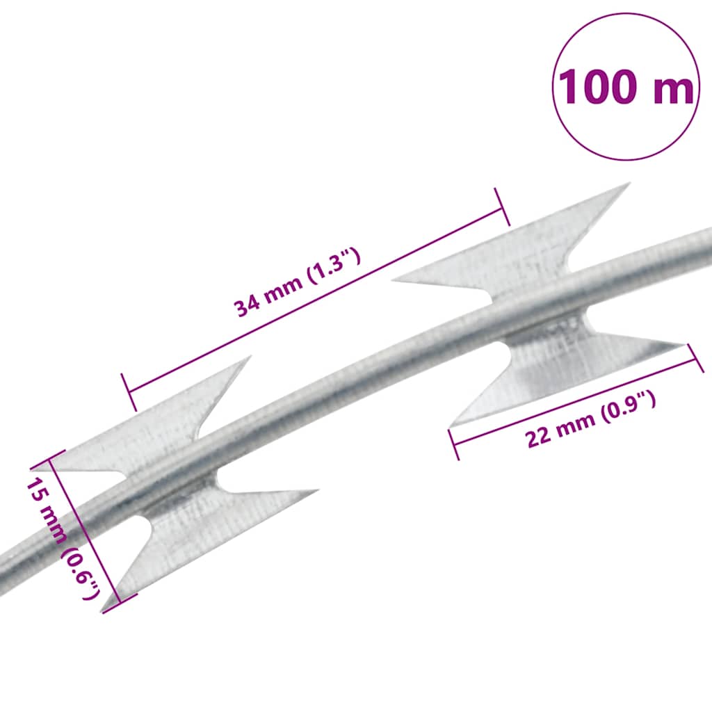 vidaXL Συρματόπλεγμα Λεπιδοφόρο Συνδ. Κονσερτίνα 100μ Γαλβανιζέ BTO-22