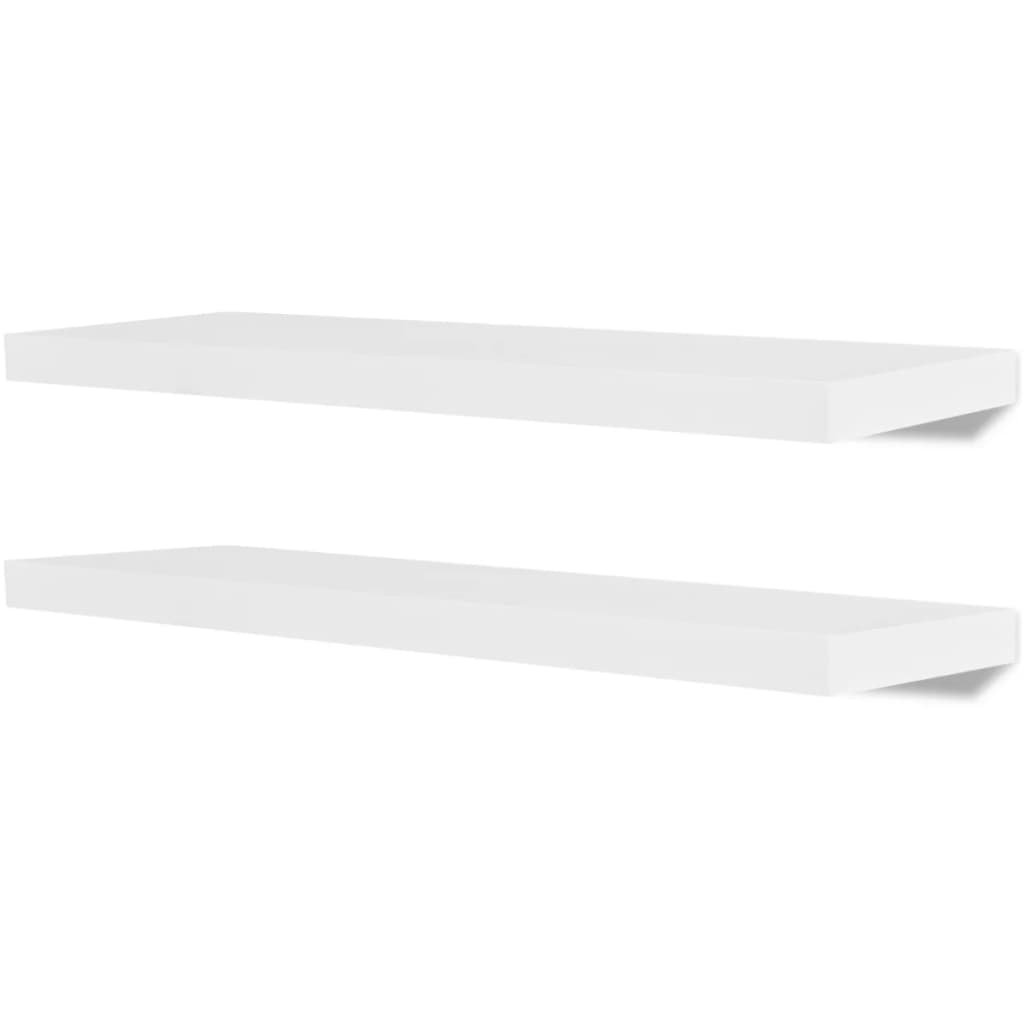 Ράφια Τοίχου για Βιβλία/DVD 2 Τεμάχια Άσπρα από MDF