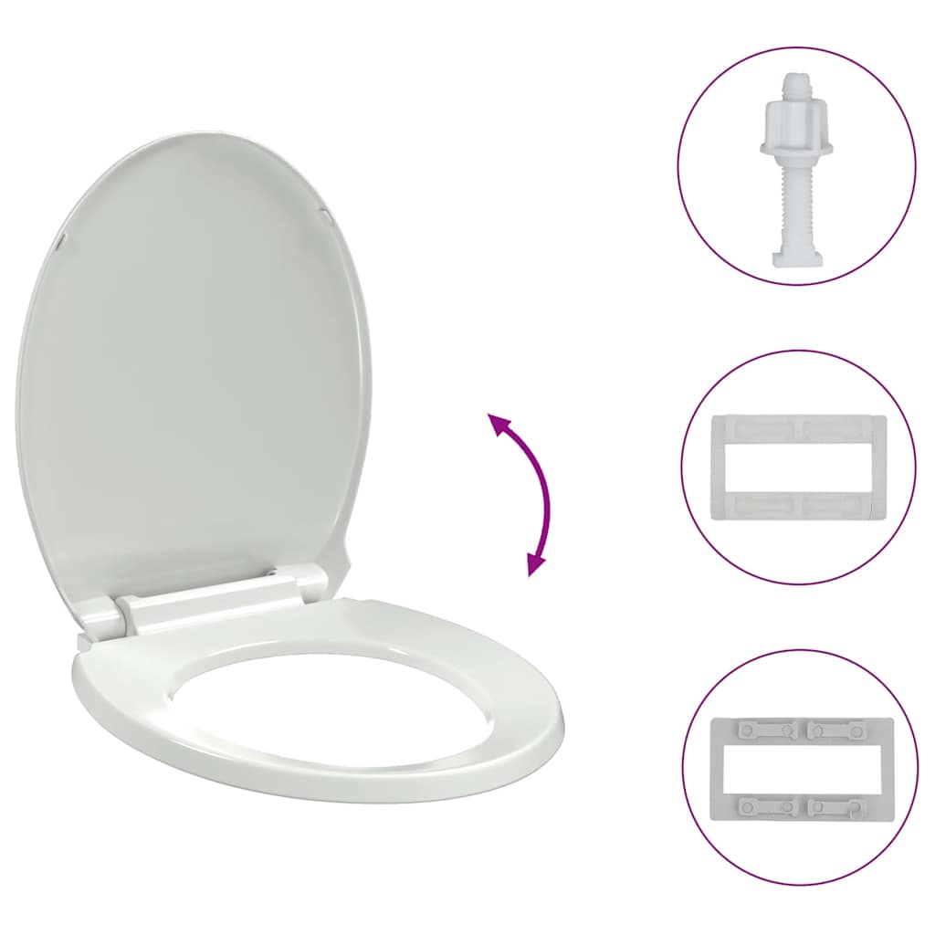 vidaXL Κάλυμμα Λεκάνης με Μηχανισμό Soft Close Οβάλ Λευκό