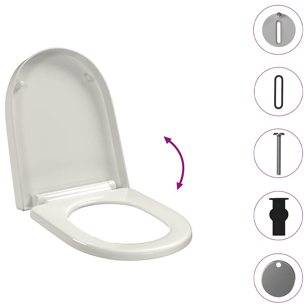 vidaXL Κάλυμμα Λεκάνης με Soft Close & Quick Release Τετράγωνο Λευκό