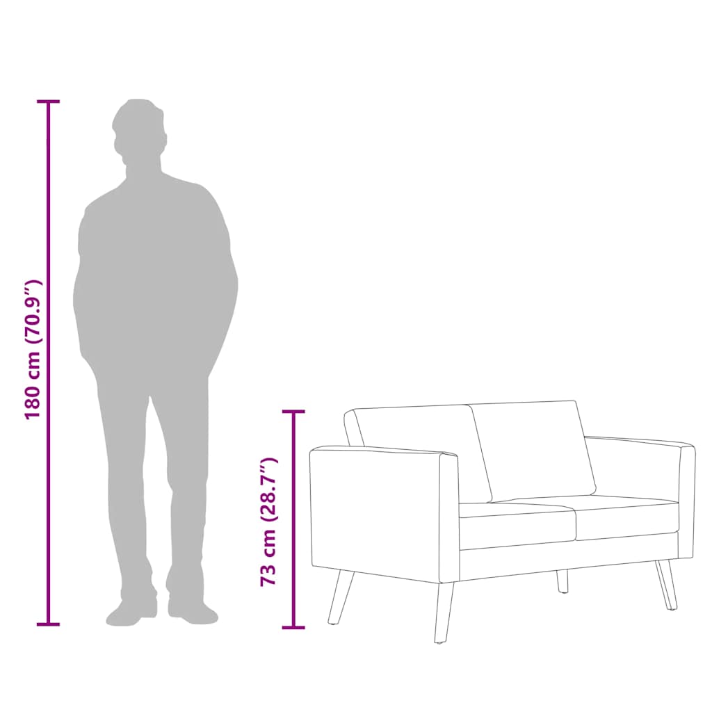 vidaXL Καναπές Διθέσιος Ανοιχτό Γκρι Υφασμάτινος