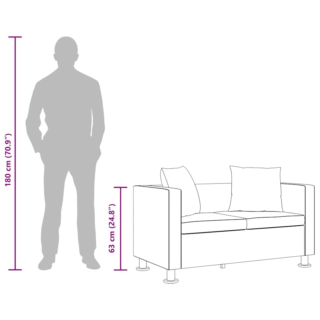 vidaXL Καναπές Διθέσιος Μαύρος από Συνθετικό Δέρμα