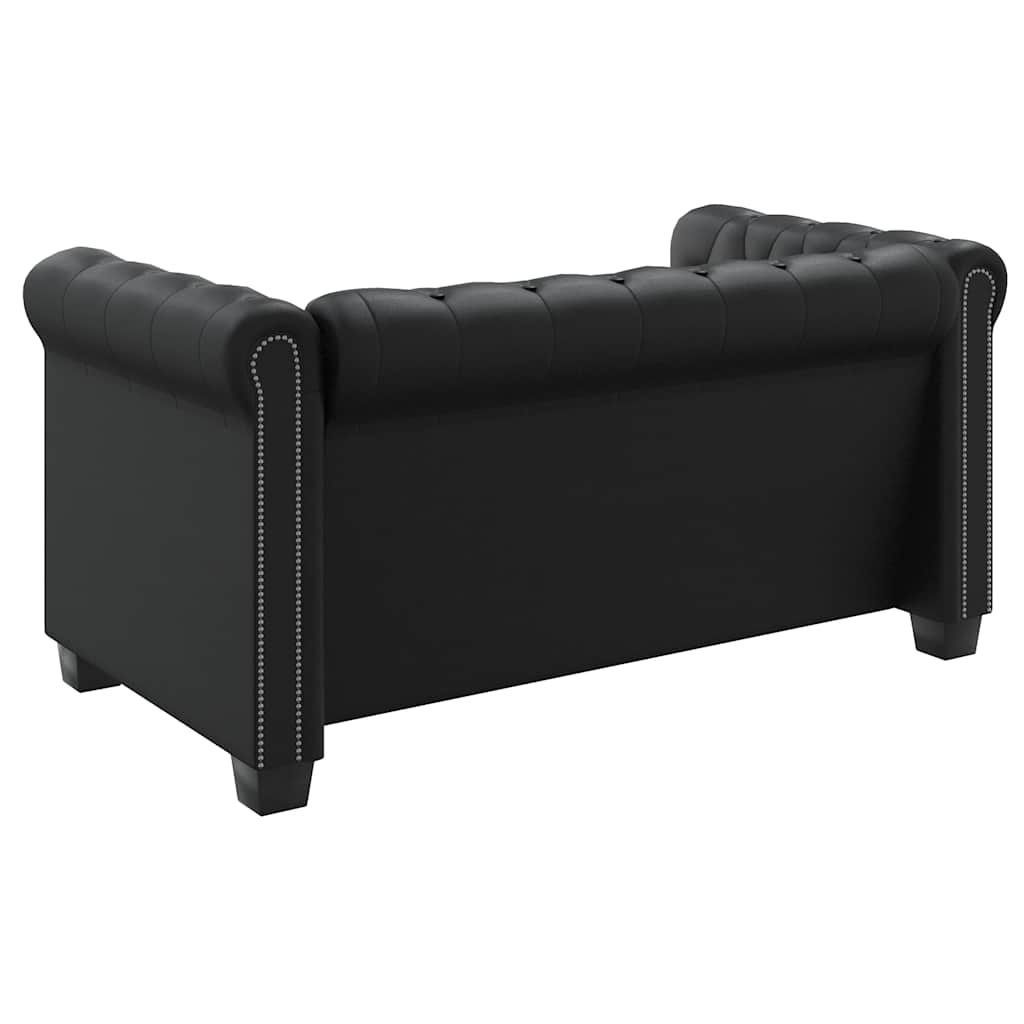 vidaXL Καναπές Διθέσιος Chesterfield Μαύρος από Συνθετικό Δέρμα