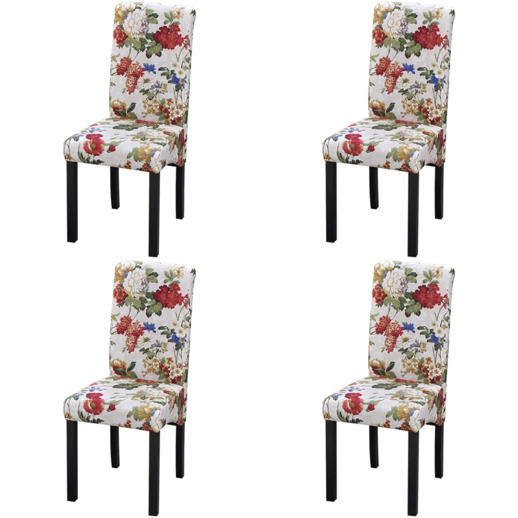vidaXL Καρέκλες Τραπεζαρίας 4 τεμ. Πολύχρωμες Υφασμάτινες