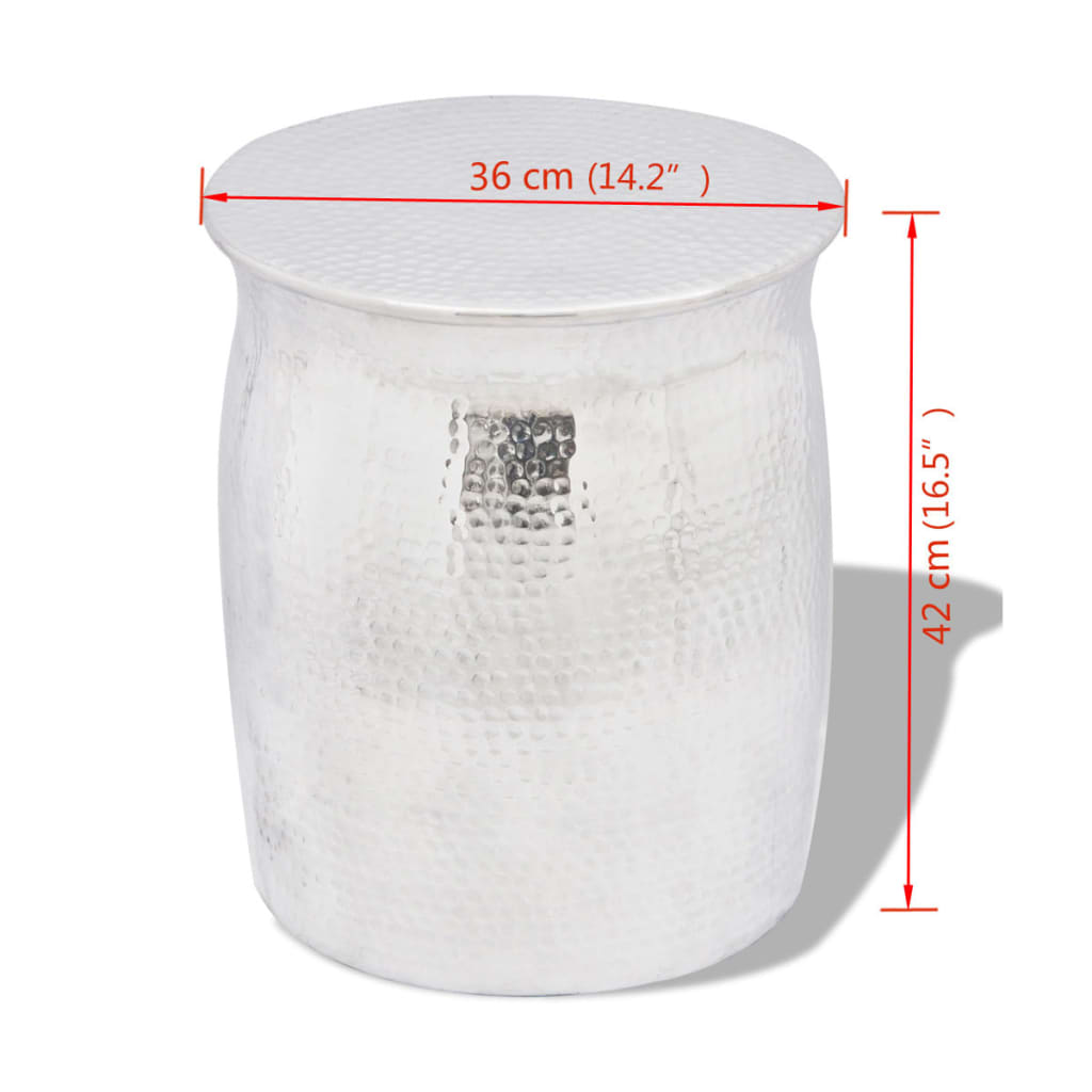 vidaXL Σκαμπό / Βοηθητικό Τραπέζι Hammered Ασημί από Αλουμίνιο