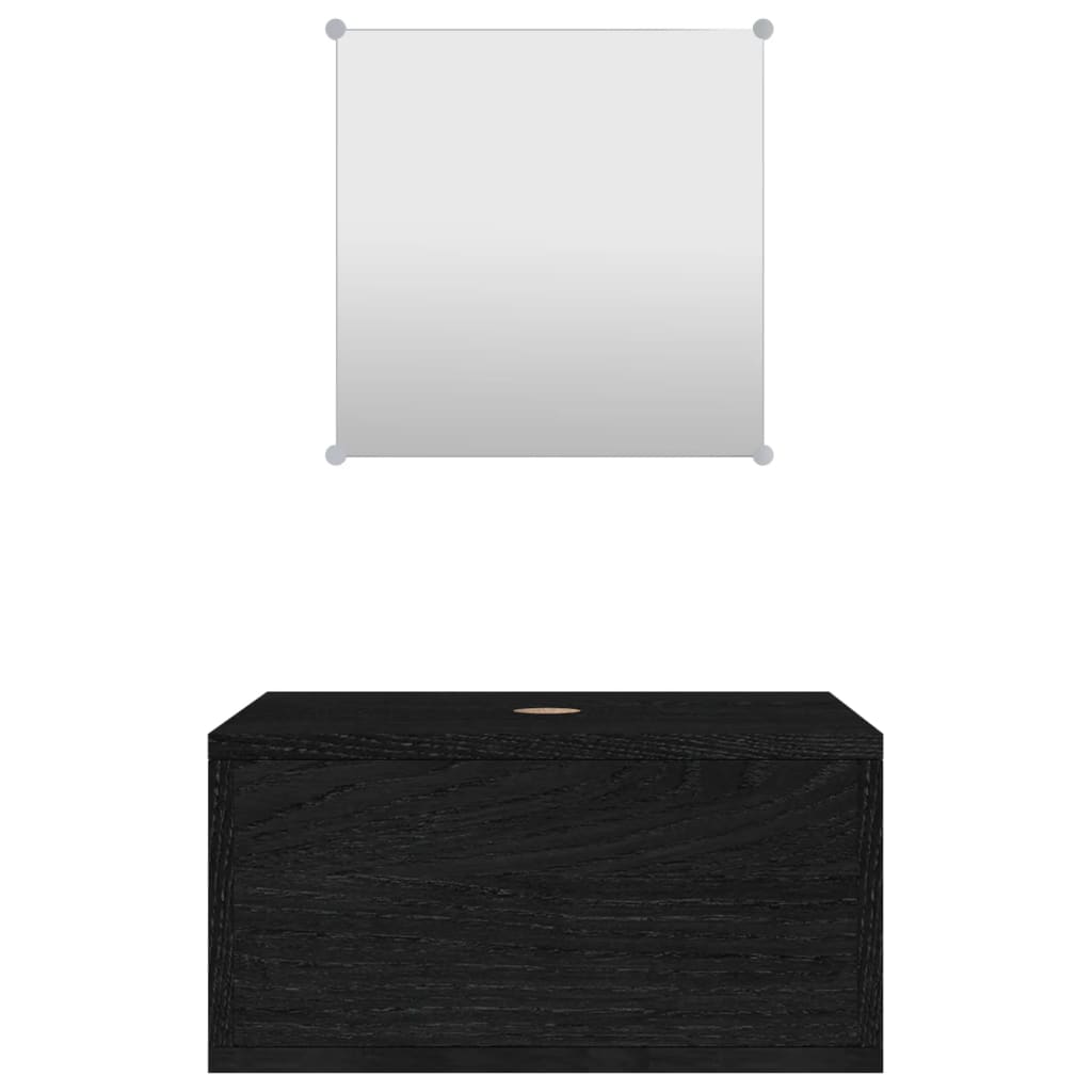 vidaXL Σετ Επίπλων Μπάνιου 2 Τεμαχίων Μαύρο από Επεξεργασμένο Ξύλο
