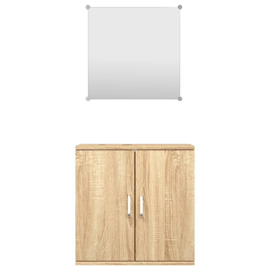 vidaXL Σετ Επίπλων Μπάνιου 2 Τεμαχίων Δρυς από Επεξεργ. Ξύλο