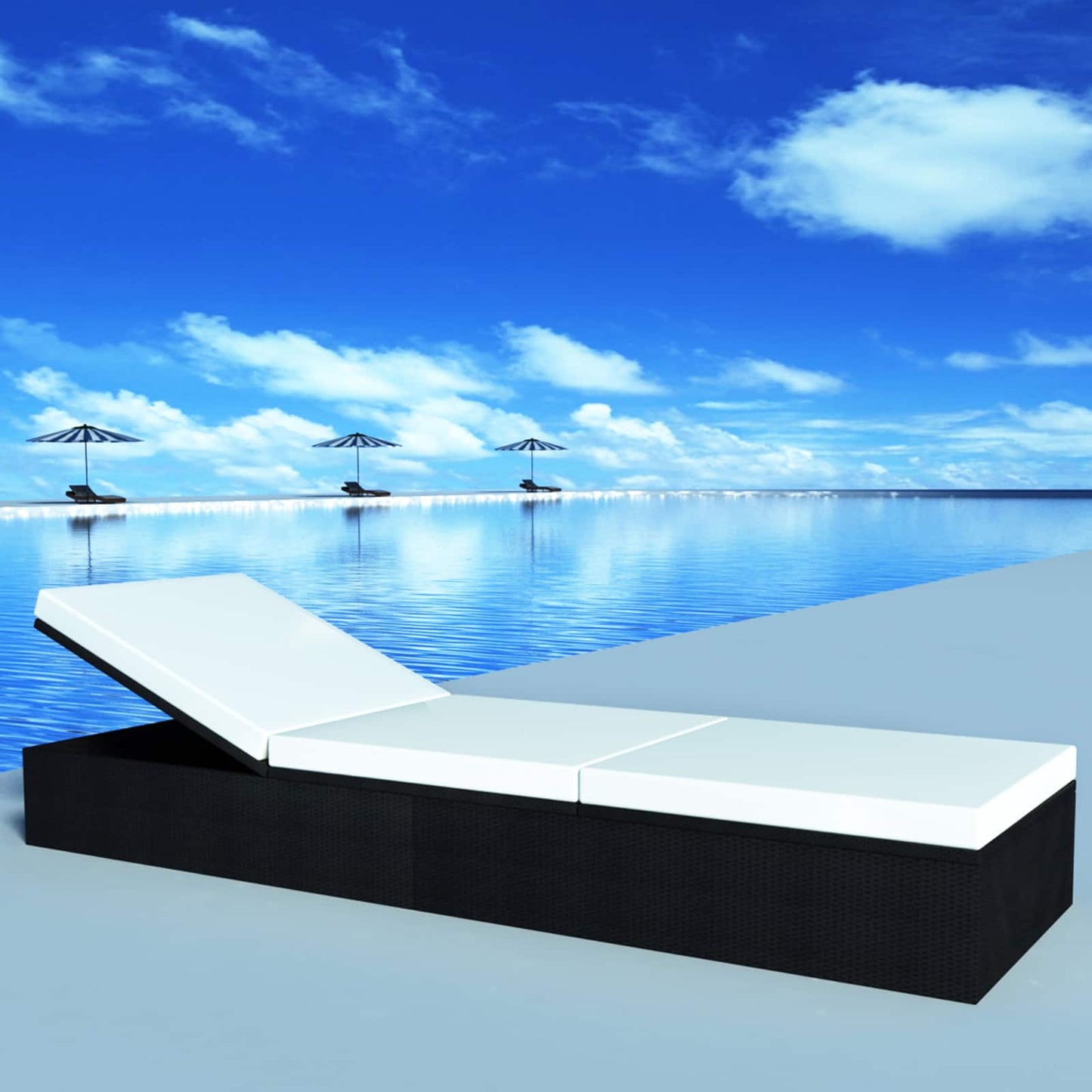 vidaXL Ξαπλώστρα Μαύρο συνθετικό ρατάν