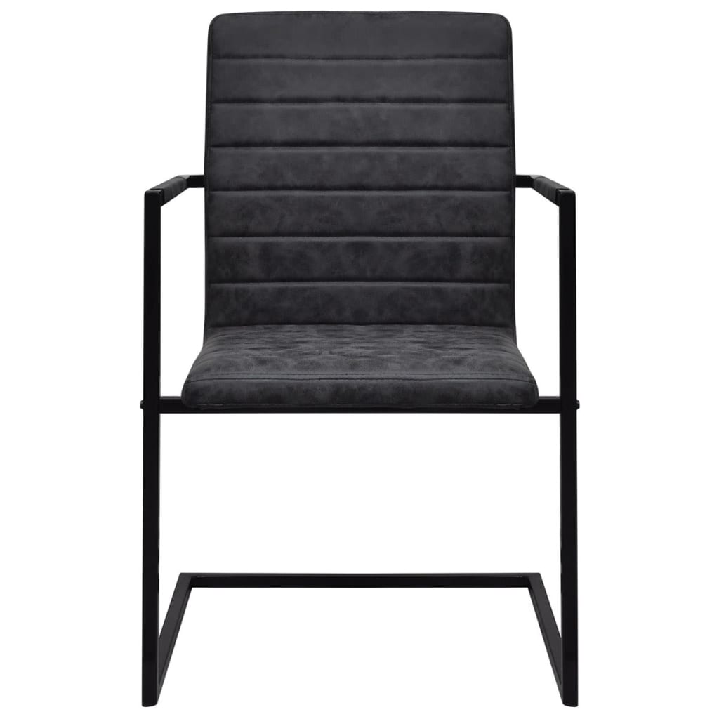 vidaXL Καρέκλες Τραπεζαρίας «Πρόβολος» 4 τεμ. Μαύρες Συνθετικό Δέρμα