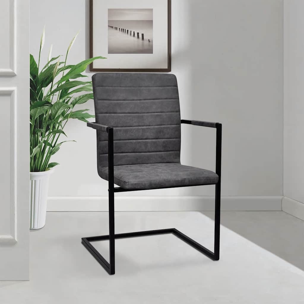 vidaXL Καρέκλες Τραπεζαρίας «Πρόβολος» 6 τεμ. Σκούρο Γκρι από Συνθετικό Δέρμα