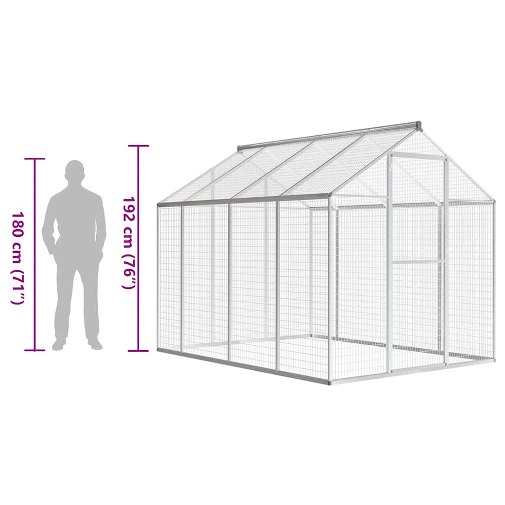 vidaXL Κλουβί Πτηνών Εξωτερικού Χώρου 178 x 242 x 192 εκ. Αλουμινίου