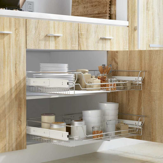 vidaXL Συρτάρια - Καλάθια Συρμάτινα 2 τεμ. Aσημί 800 χιλ.