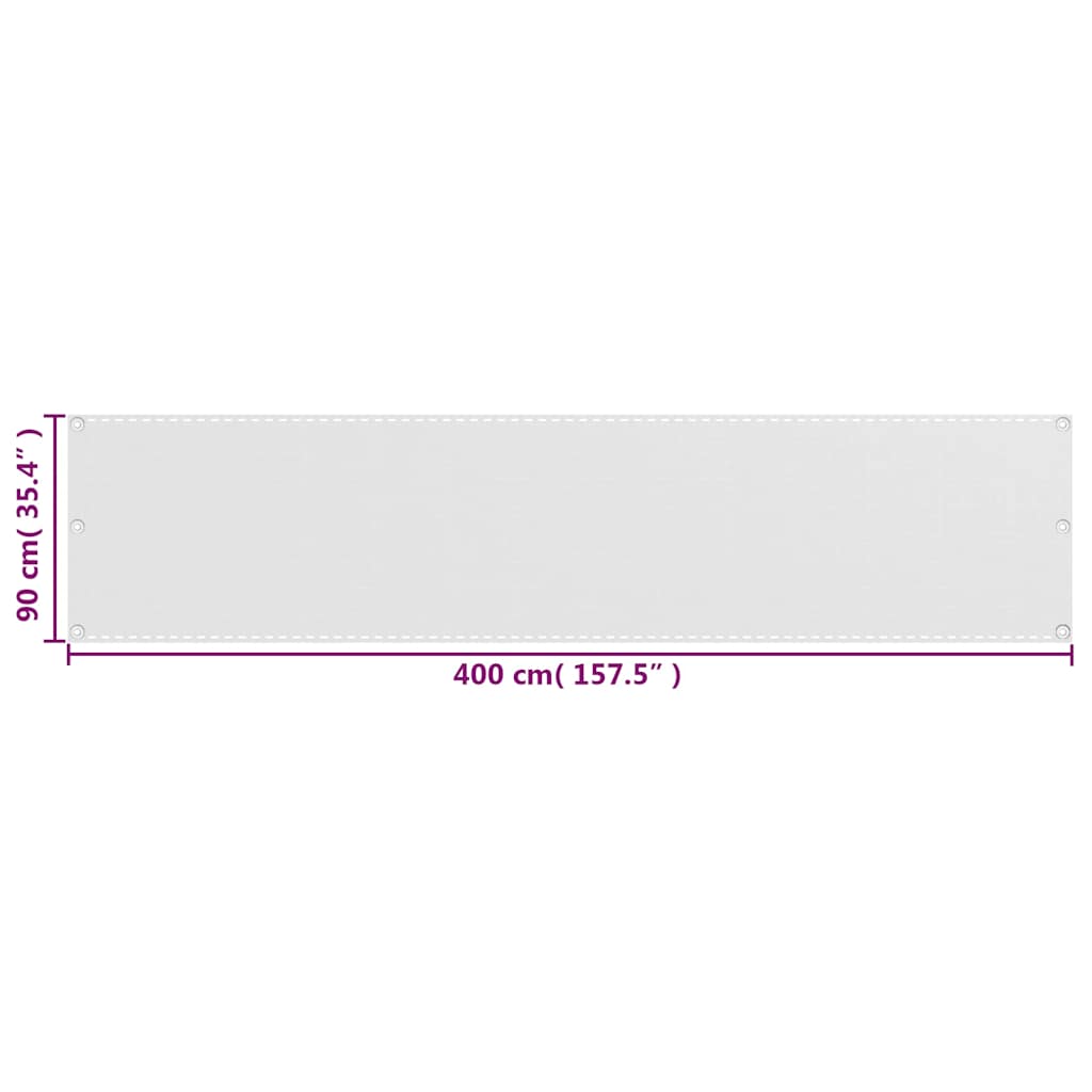 vidaXL Διαχωριστικό Βεράντας Λευκό 90 x 400 εκ. από HDPE