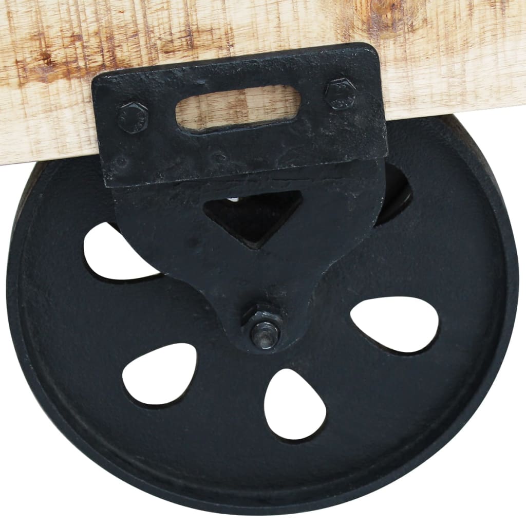 vidaXL Τραπεζάκι Σαλονιού με Ρόδες από Ακατέργαστο Ξύλο Μάνγκο