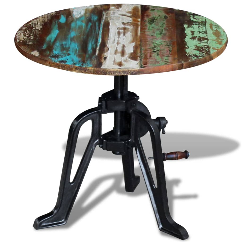 vidaXL Τραπεζάκι Βοηθητικό 60x(42-63) εκ. Ανακυκλ. Ξύλο + Χυτοσίδηρος