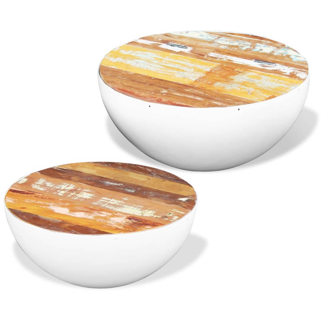 vidaXL Σετ Τραπεζάκια Σαλονιού Ημισφαιρικά 2 τεμ. Ανακυκλωμένο Ξύλο