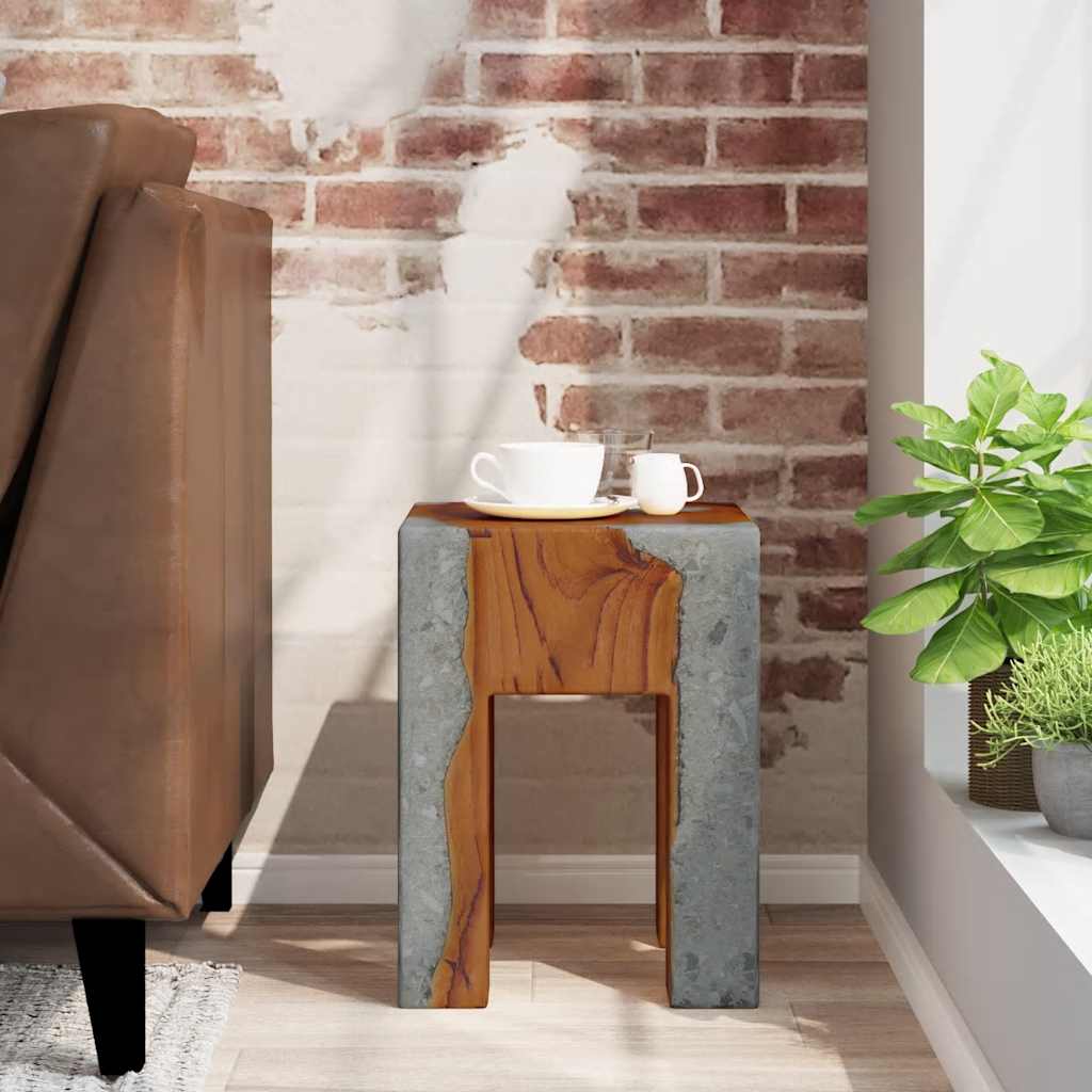 vidaXL Σκαμπό από Μασίφ Ξύλο Teak και Ρητίνη