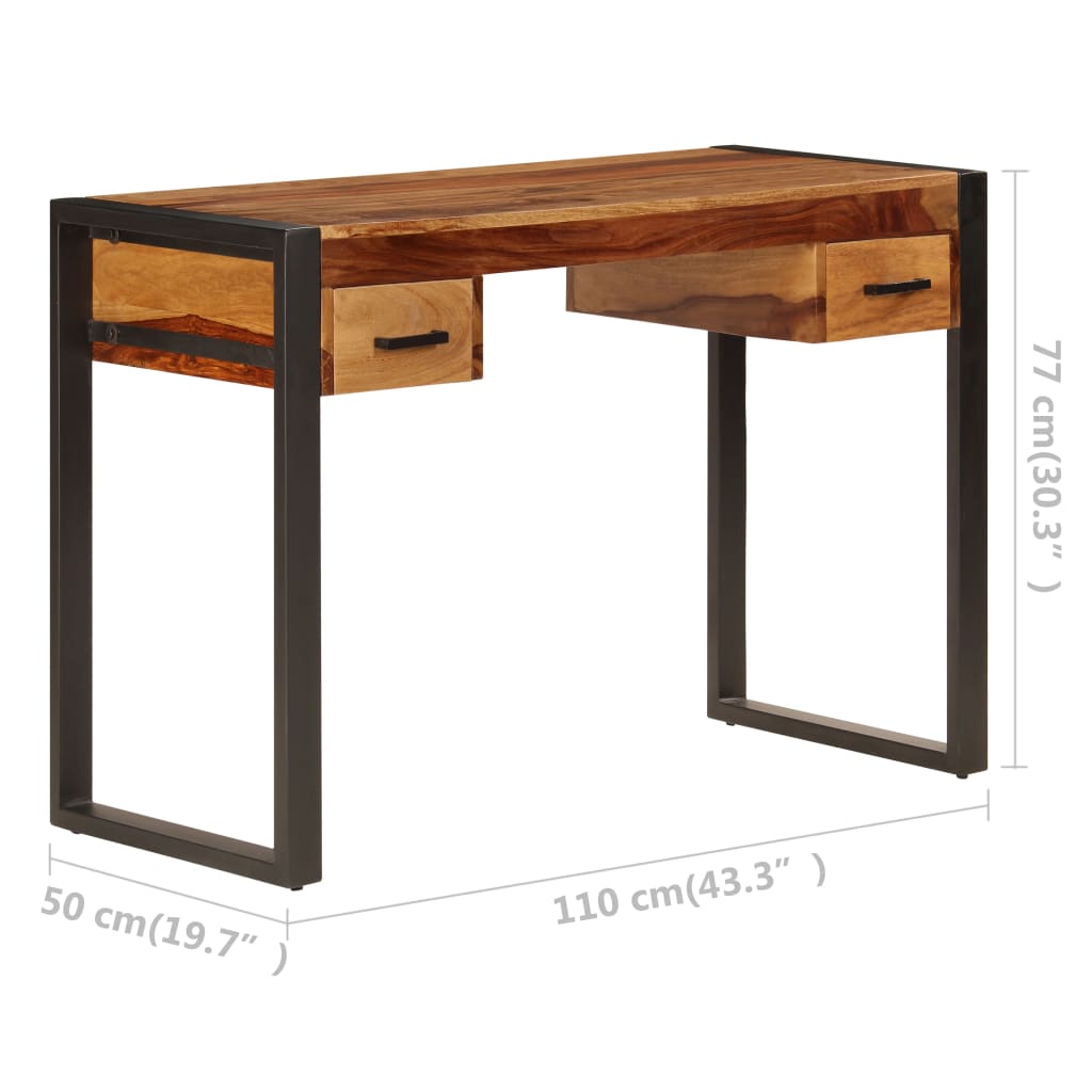 vidaXL Γραφείο με 2 Συρτάρια 110x50x77 εκ. από Μασίφ Ξύλο Ακακίας