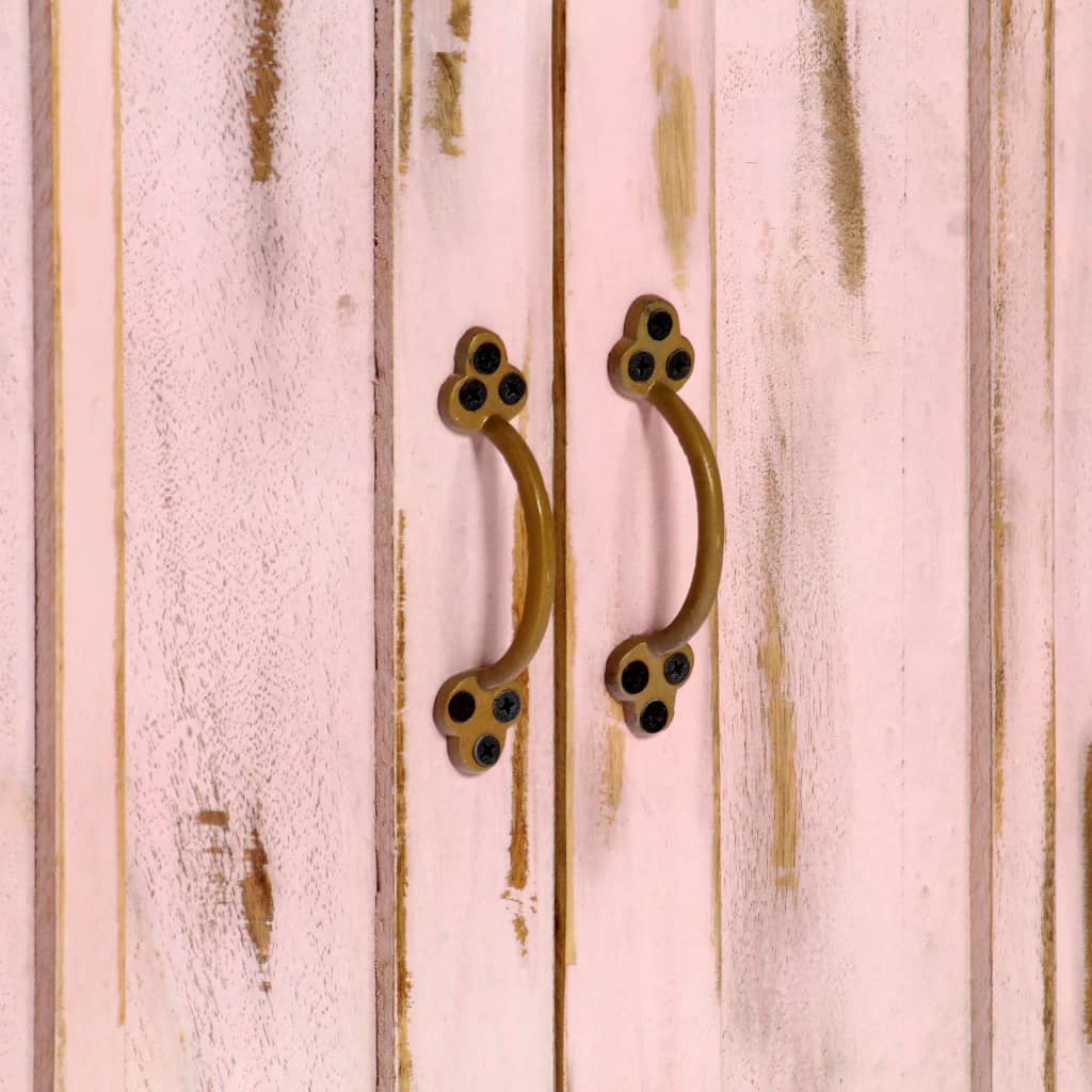 vidaXL Ντουλάπι Ανοιχτό Ροζ 110 x 35 x 70 εκ. από Μασίφ Ξύλο Μάνγκο