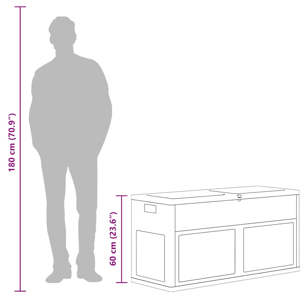 vidaXL Μπαούλο Αποθήκευσης Κήπου Γκρι/Μαύρο 320 Λίτρα