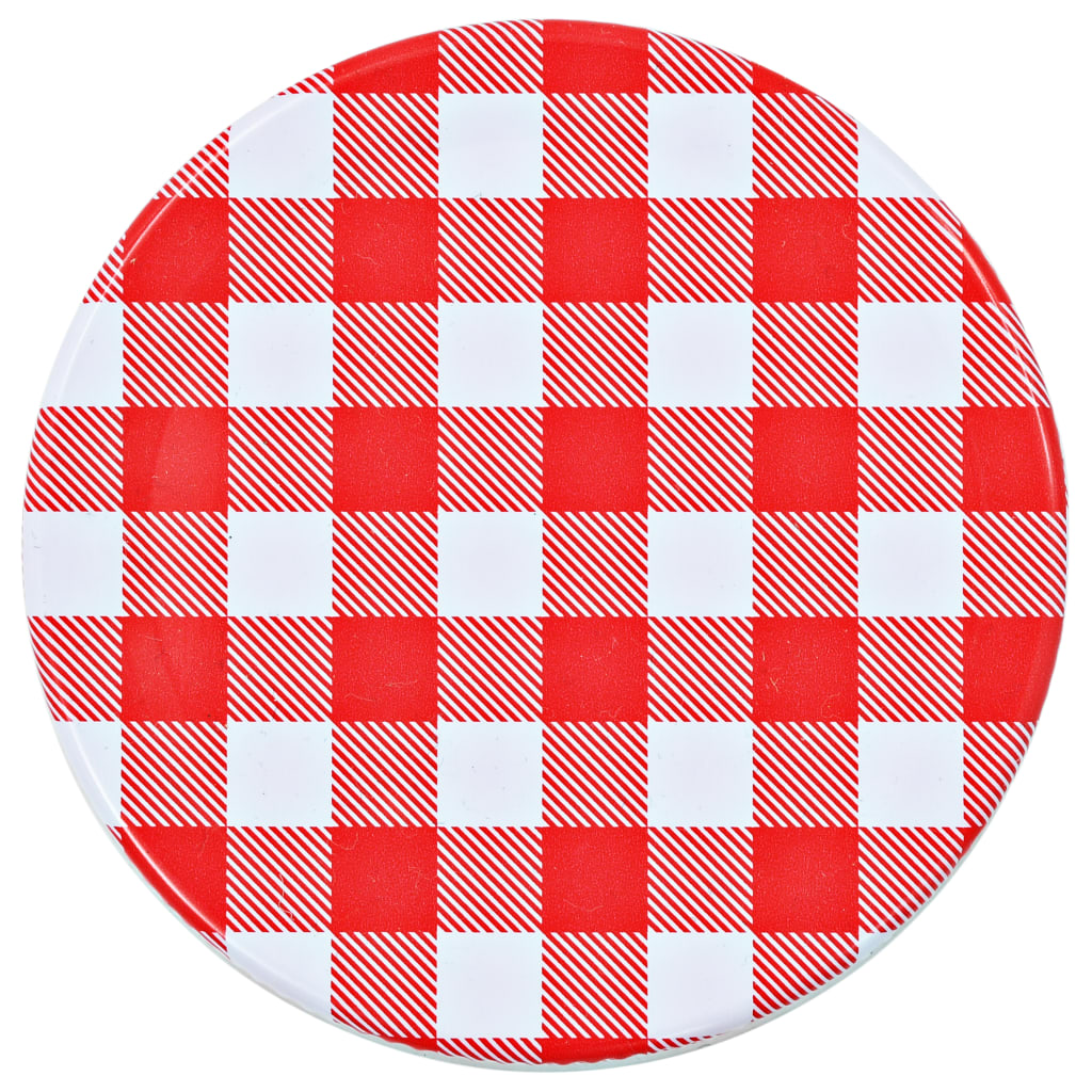 vidaXL Βάζα Μαρμελάδας 48 τεμ. 110 ml Γυάλινα με Κόκκινα/Λευκά Καπάκια