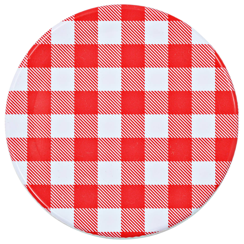 vidaXL Βάζα Μαρμελάδας 96 τεμ. 110 ml Γυάλινα με Κόκκινα/Λευκά Καπάκια