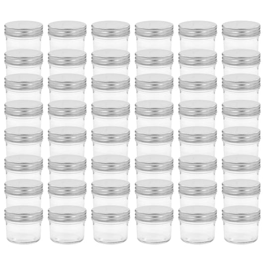 vidaXL Βάζα Μαρμελάδας 48 τεμ. 110 ml Γυάλινα με Ασημένια Καπάκια