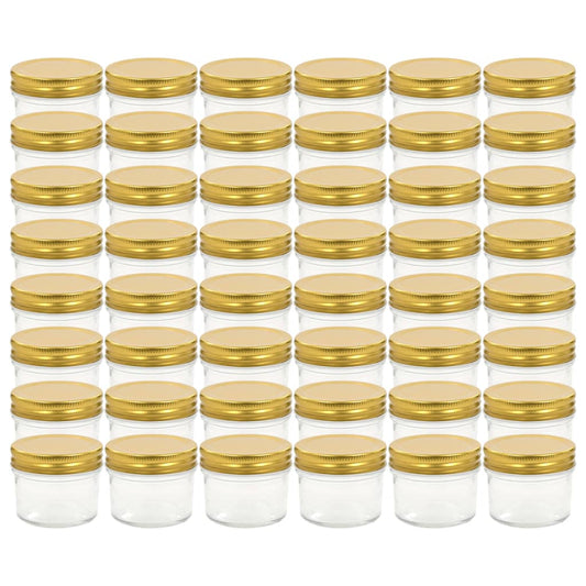 vidaXL Βάζα Μαρμελάδας 48 τεμ. 110 ml Γυάλινα με Χρυσά Καπάκια