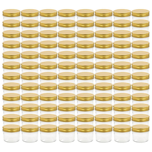 vidaXL Βάζα Μαρμελάδας 96 τεμ. 110 ml Γυάλινα με Χρυσά Καπάκια