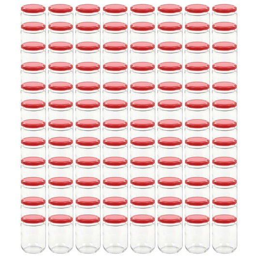 vidaXL Βάζα Μαρμελάδας 96 τεμ. 230 ml Γυάλινα με Κόκκινα Καπάκια