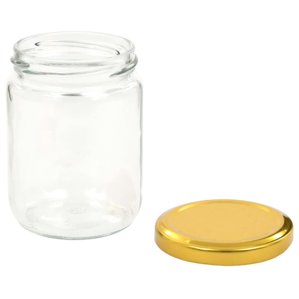 vidaXL Βάζα Μαρμελάδας 48 τεμ. 230 ml Γυάλινα με Χρυσά Καπάκια