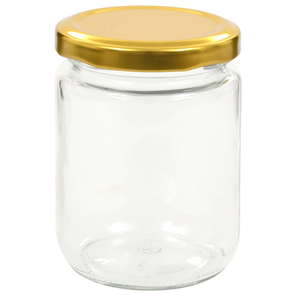 vidaXL Βάζα Μαρμελάδας 96 τεμ. 230 ml Γυάλινα με Χρυσά Καπάκια