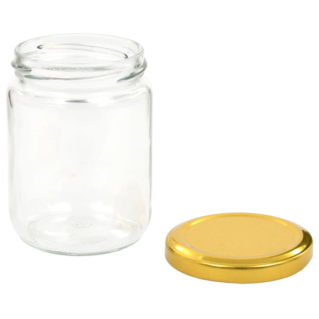 vidaXL Βάζα Μαρμελάδας 96 τεμ. 230 ml Γυάλινα με Χρυσά Καπάκια