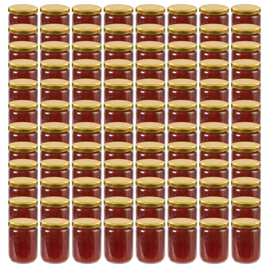 vidaXL Βάζα Μαρμελάδας 96 τεμ. 230 ml Γυάλινα με Χρυσά Καπάκια