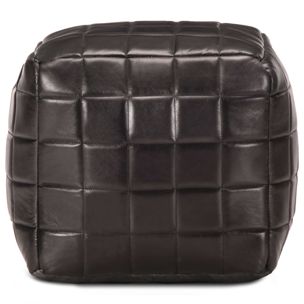 vidaXL Πουφ Μαύρο 40 x 40 x 40 εκ. από Γνήσιο Δέρμα Κατσίκας