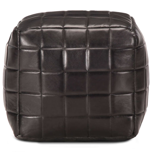 vidaXL Πουφ Μαύρο 40 x 40 x 40 εκ. από Γνήσιο Δέρμα Κατσίκας