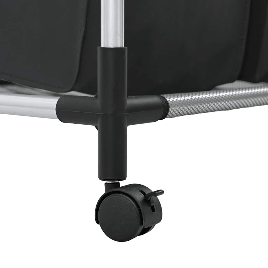 vidaXL Καλάθι Διαχωρισμού Απλύτων με 3 Σάκους Μαύρο από Ατσάλι