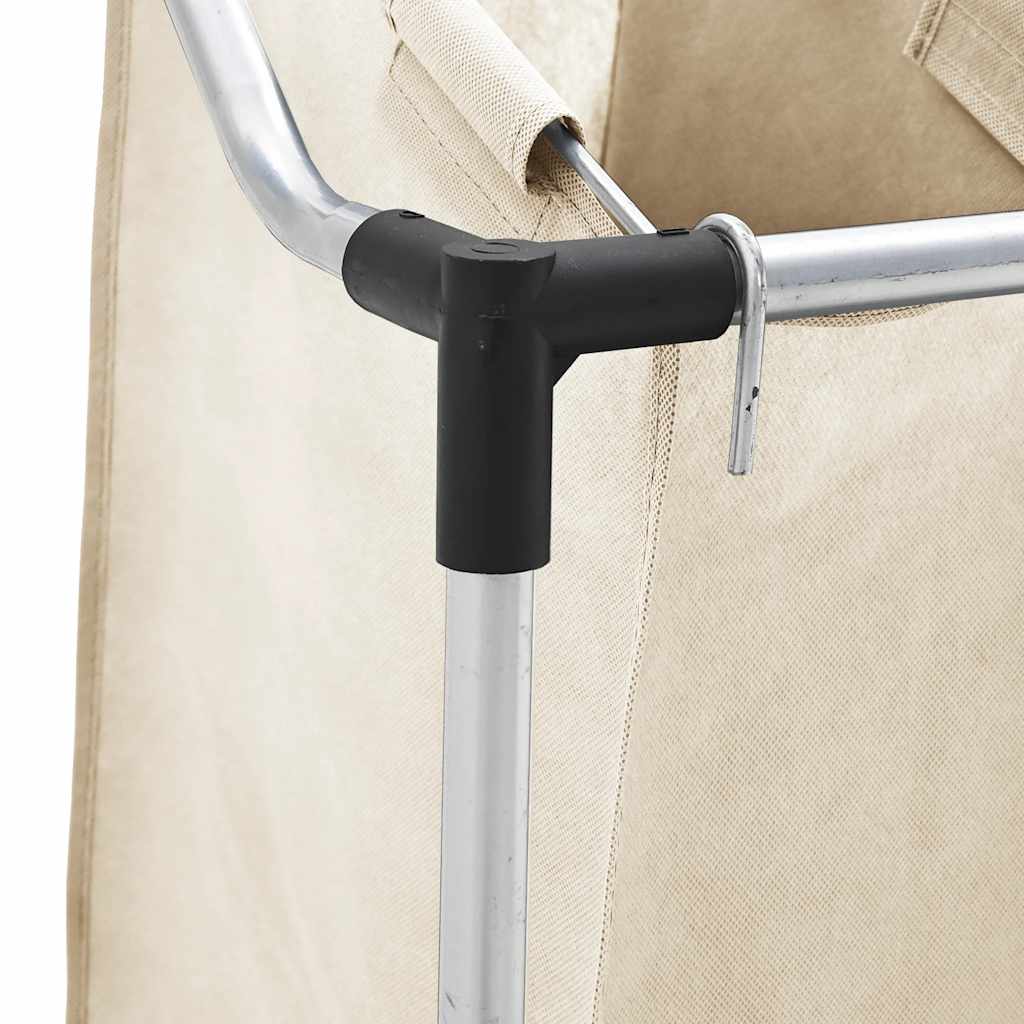 vidaXL Καλάθι Διαχωρισμού Απλύτων με 3 Σάκους Κρεμ από Ατσάλι