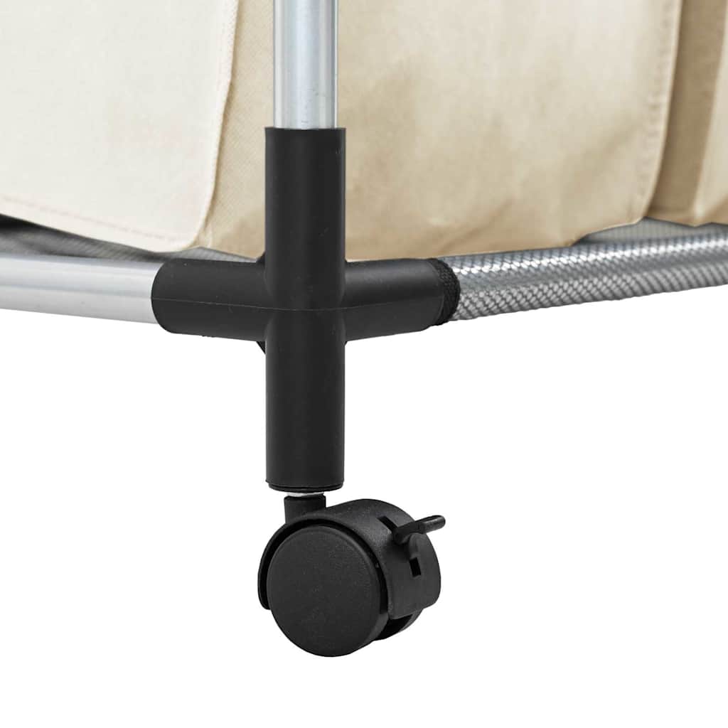 vidaXL Καλάθι Διαχωρισμού Απλύτων με 3 Σάκους Κρεμ από Ατσάλι