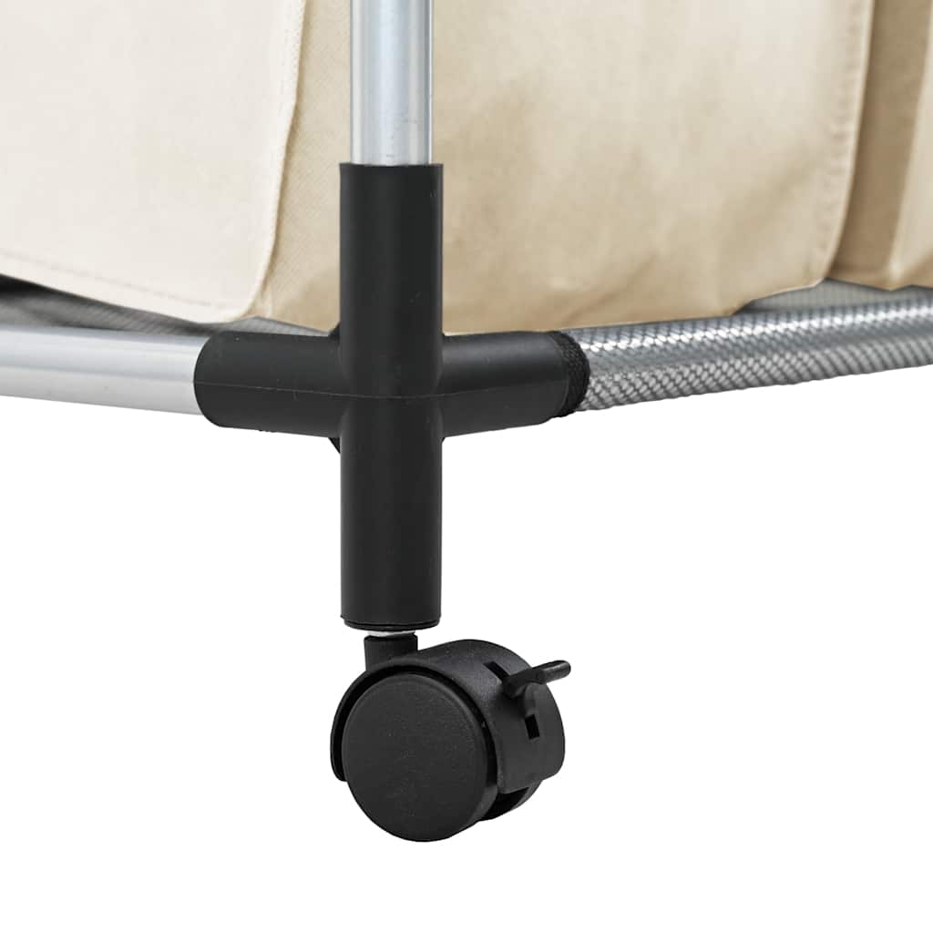 vidaXL Καλάθι Διαχωρισμού Απλύτων με 4 Σάκους Κρεμ από Ατσάλι