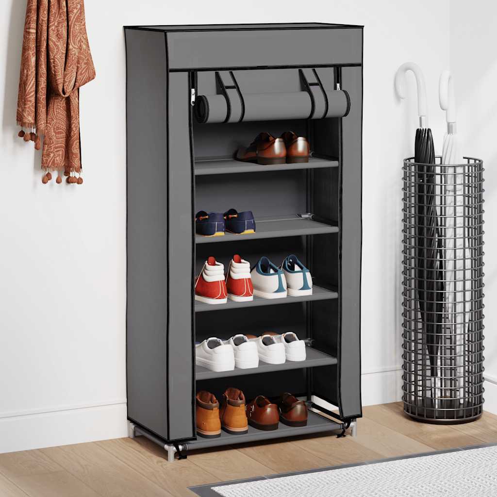 vidaXL Παπουτσοθήκη με Κάλυμμα Γκρι 58x28x106 εκ. Ύφασμα