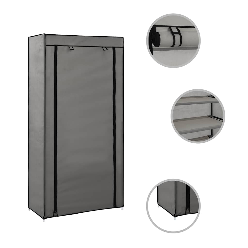 vidaXL Παπουτσοθήκη με Κάλυμμα Γκρι 58x28x106 εκ. Ύφασμα